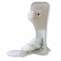 Solid Ankle AFO (ankle foot orthosis) with a polyethylene inner boot and carbon reinforced ankles.